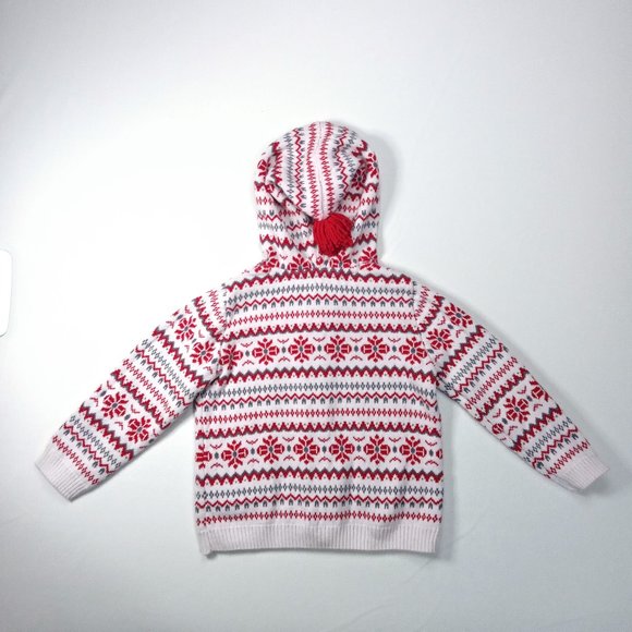 Gymboree Colourful Fair Isle Knit Cardigan Sweater With Hood 12-18M - Picture 2 of 4
